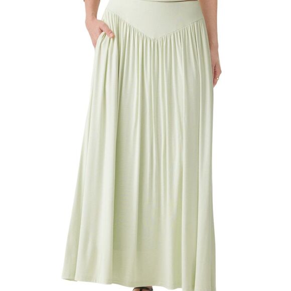 OGL Eco-SkinKiss Ultrasoft V Waist Gathered Maxi Circle Skirt With Pockets Sz M - Picture 1 of 15